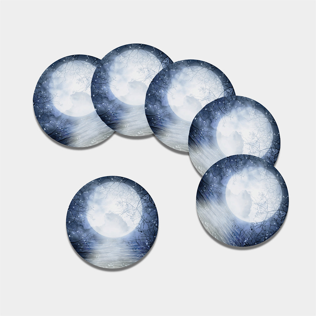 Halloween Moonlight Print Leather Coaster Set
