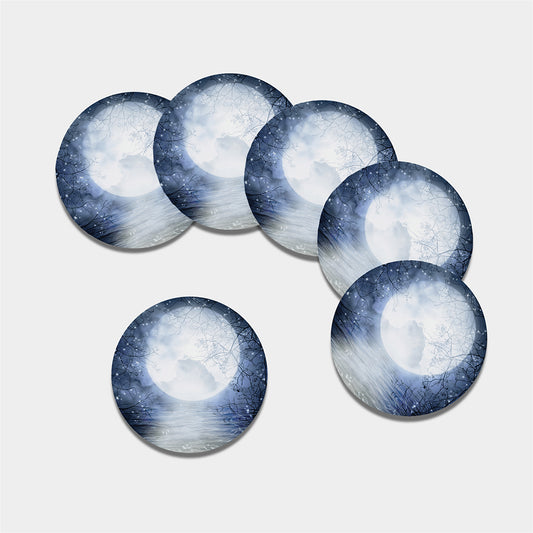 Halloween Moonlight Print Leather Coaster Set