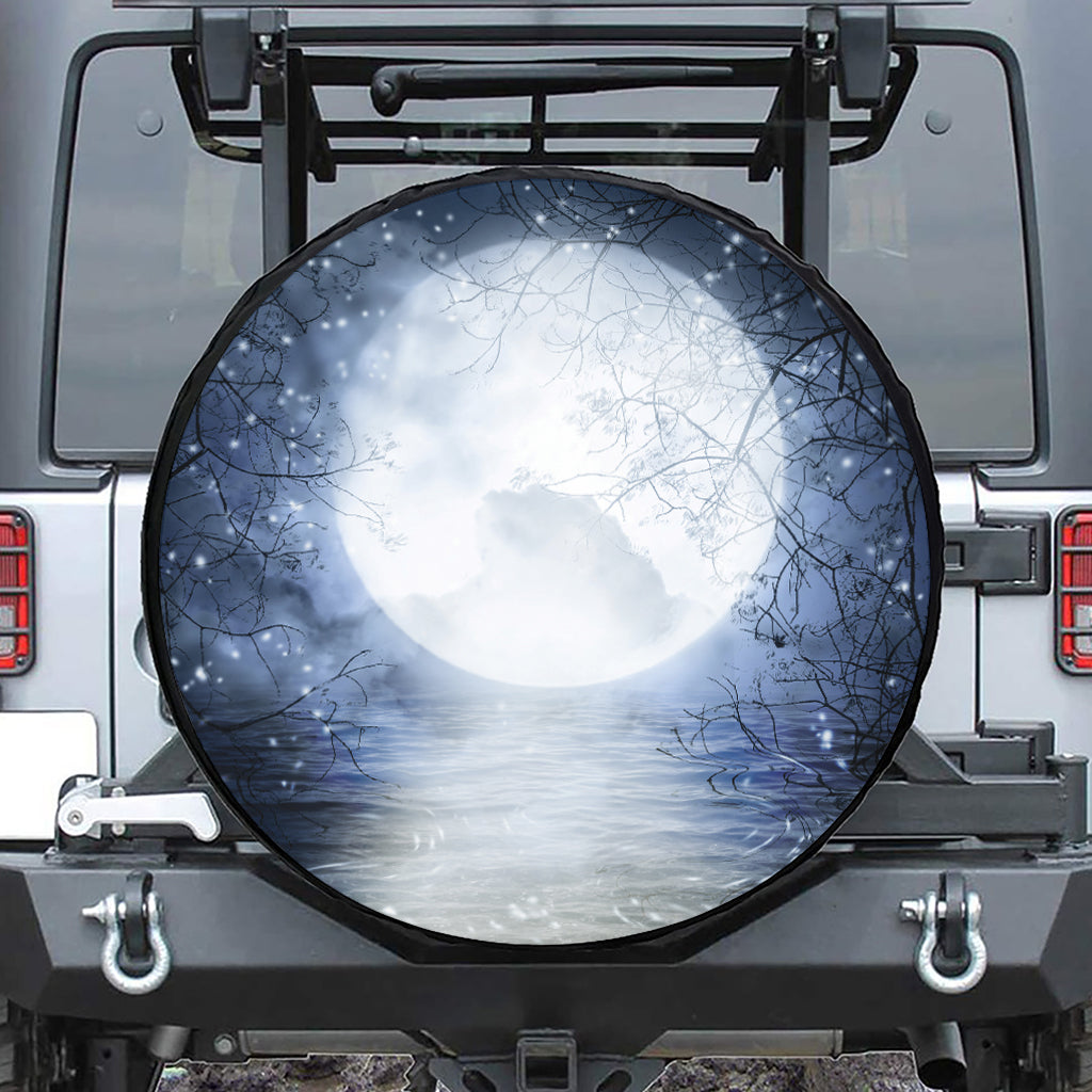 Halloween Moonlight Print Leather Spare Tire Cover