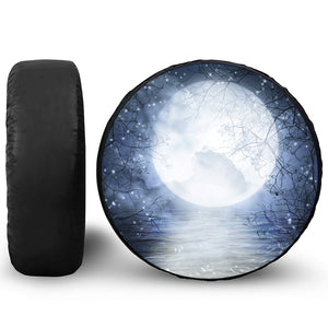 Halloween Moonlight Print Leather Spare Tire Cover