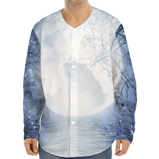 Halloween Moonlight Print Long Sleeve Baseball Jersey