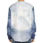 Halloween Moonlight Print Long Sleeve Baseball Jersey