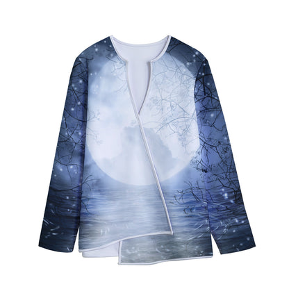 Halloween Moonlight Print Long Sleeve Short Coat