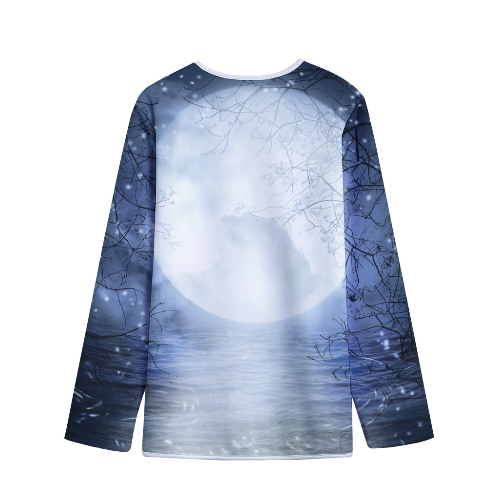 Halloween Moonlight Print Long Sleeve Short Coat