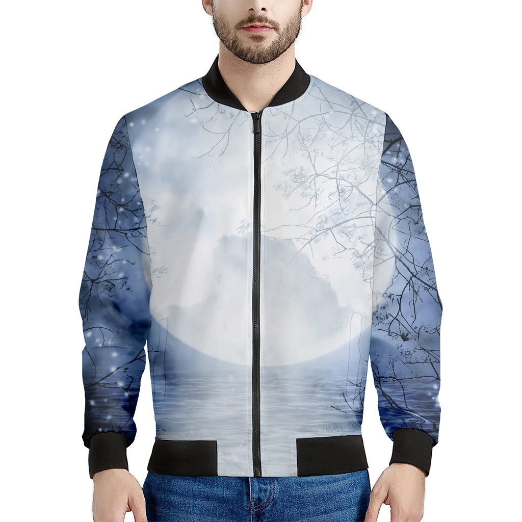 Halloween Moonlight Print Men's Bomber Jacket