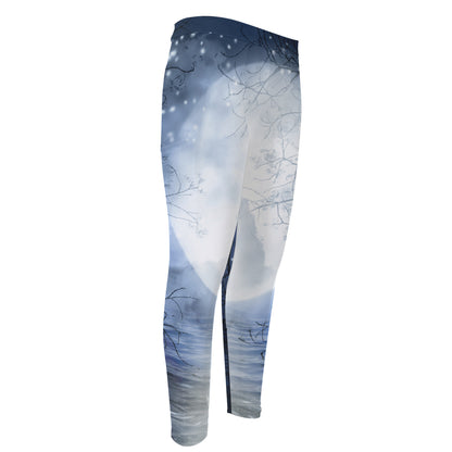 Halloween Moonlight Print Men's Compression Pants