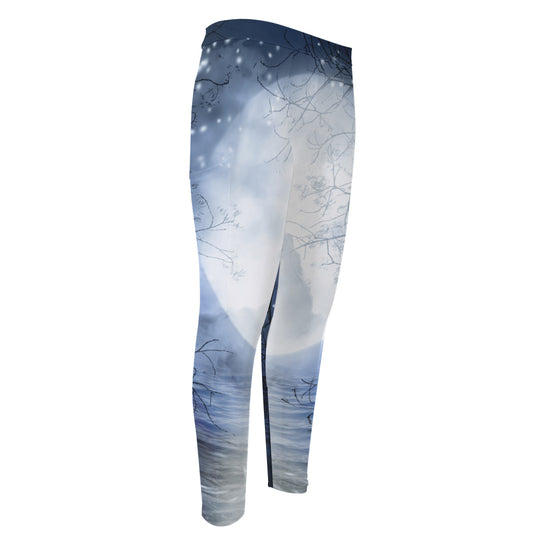 Halloween Moonlight Print Men's Compression Pants