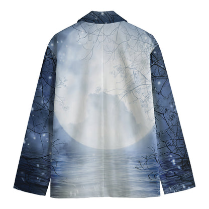 Halloween Moonlight Print Men's Cotton Blazer