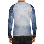 Halloween Moonlight Print Men's Long Sleeve Rash Guard