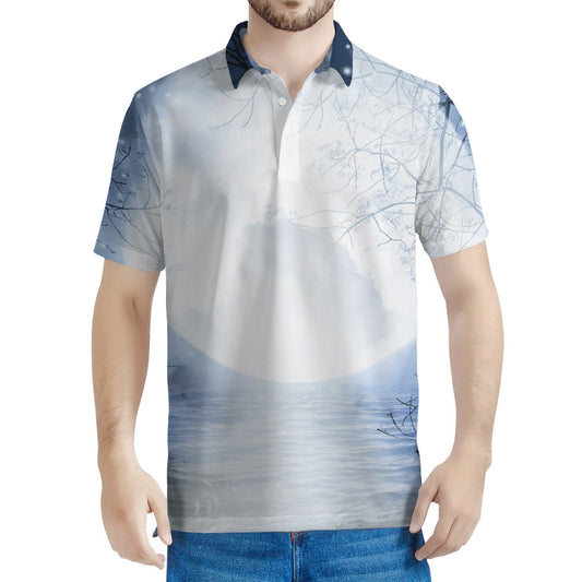 Halloween Moonlight Print Men's Polo Shirt