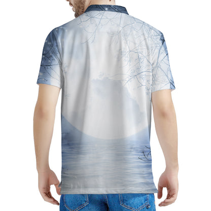 Halloween Moonlight Print Men's Polo Shirt