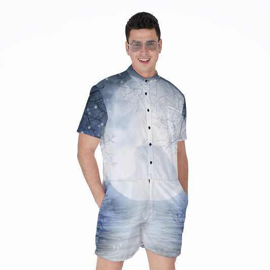 Halloween Moonlight Print Men's Rompers