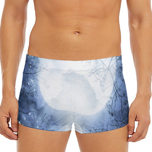Halloween Moonlight Print Men's Short Boxer Briefs