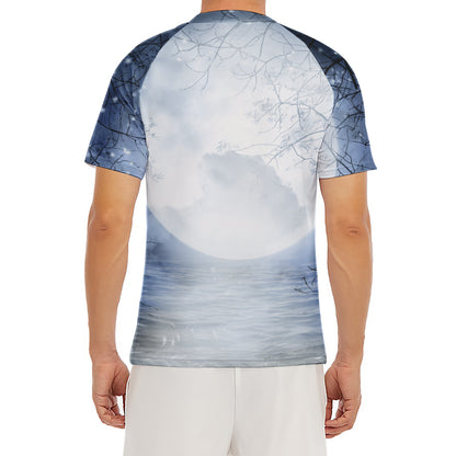 Halloween Moonlight Print Men's Short Sleeve Rash Guard