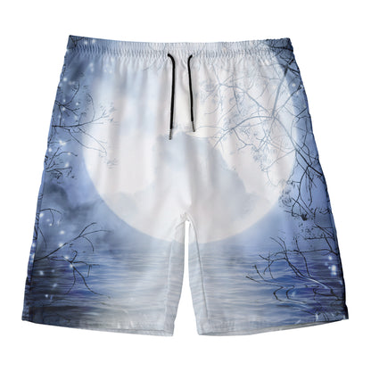 Halloween Moonlight Print Men's Swim Trunks