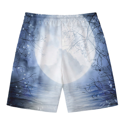 Halloween Moonlight Print Men's Swim Trunks