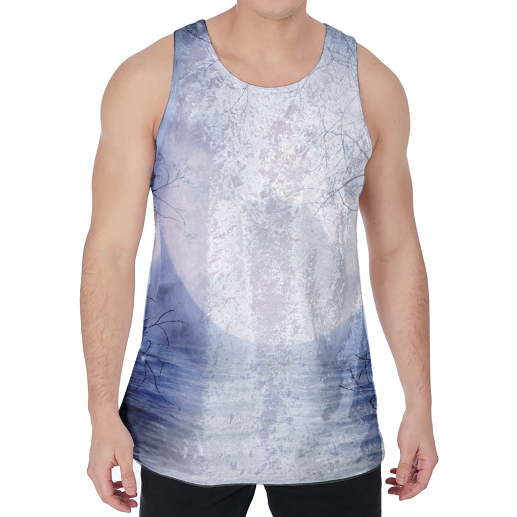 Halloween Moonlight Print Men's Velvet Tank Top