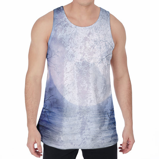 Halloween Moonlight Print Men's Velvet Tank Top