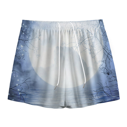Halloween Moonlight Print Mesh Shorts
