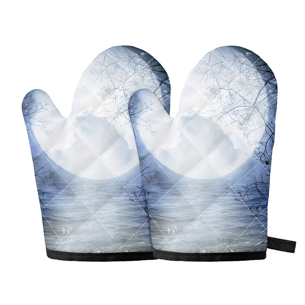 Halloween Moonlight Print Oven Mitts