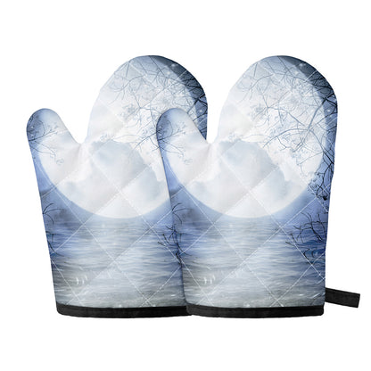Halloween Moonlight Print Oven Mitts