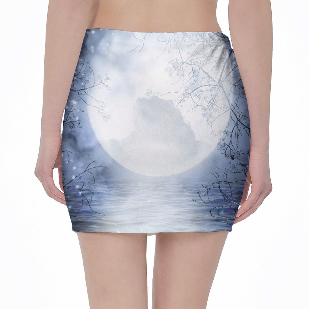 Halloween Moonlight Print Pencil Mini Skirt