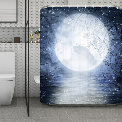 Halloween Moonlight Print Polyester Shower Curtain