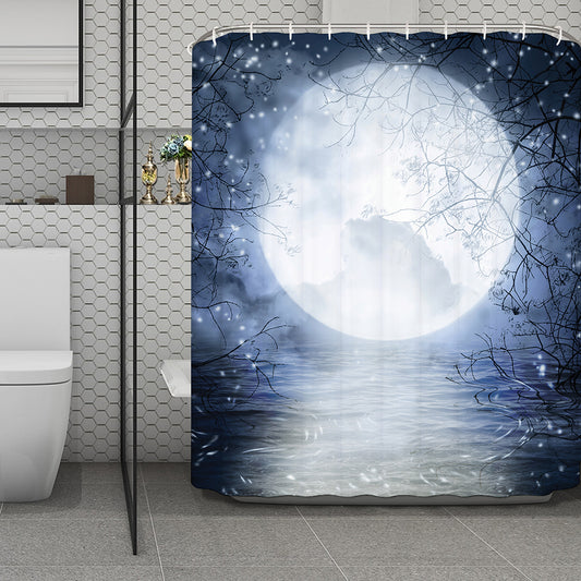 Halloween Moonlight Print Polyester Shower Curtain