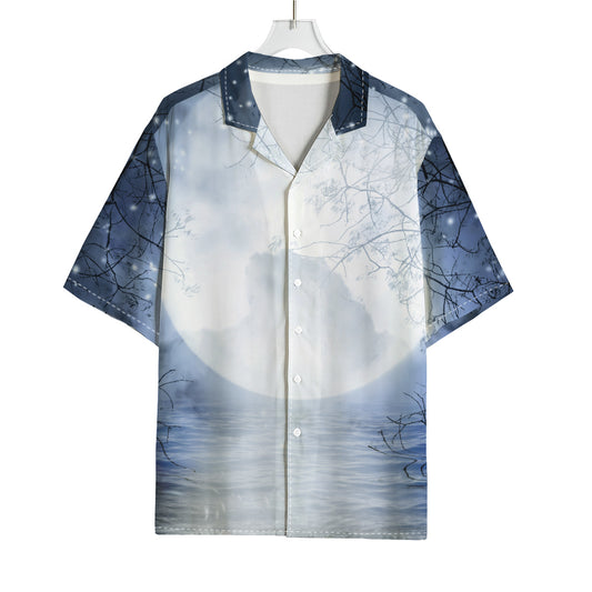Halloween Moonlight Print Rayon Hawaiian Shirt