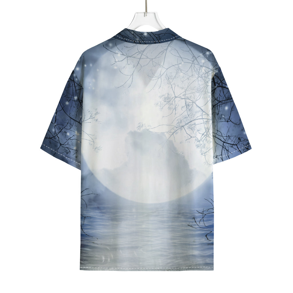 Halloween Moonlight Print Rayon Hawaiian Shirt