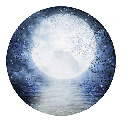 Halloween Moonlight Print Round Blanket