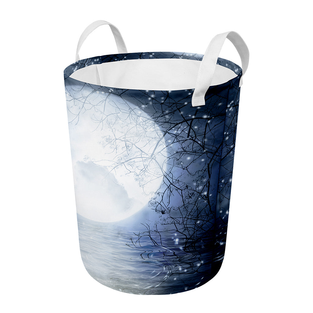 Halloween Moonlight Print Round Laundry Basket