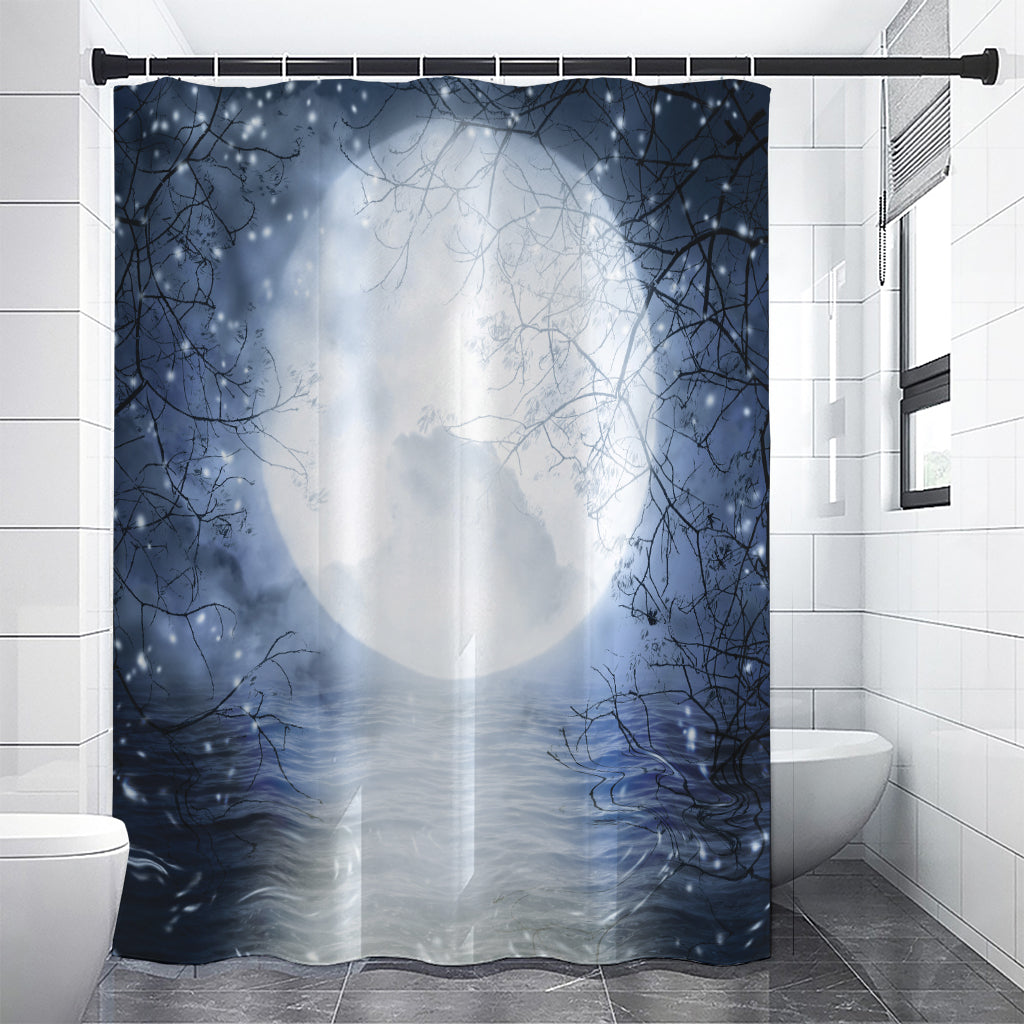 Halloween Moonlight Print Shower Curtain