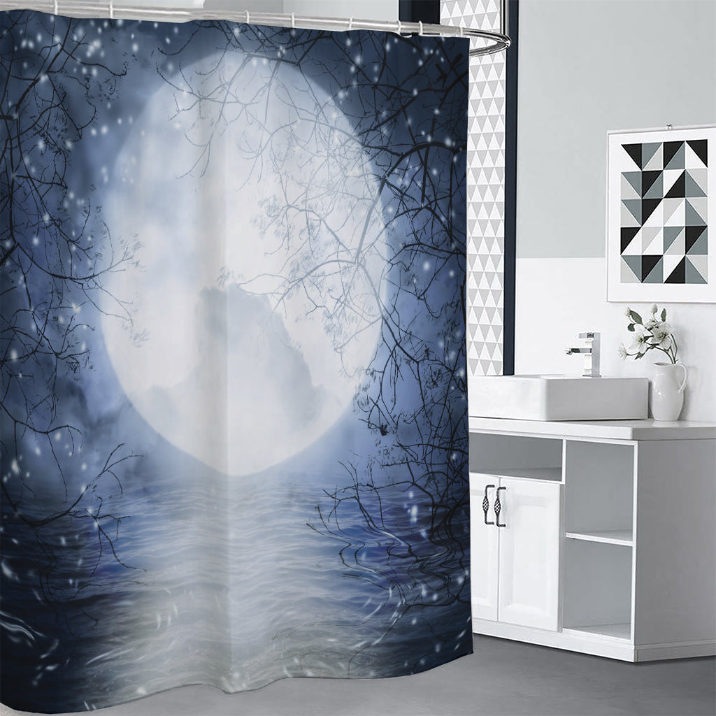 Halloween Moonlight Print Shower Curtain