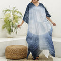 Halloween Moonlight Print Silk V-Neck Kaftan Dress