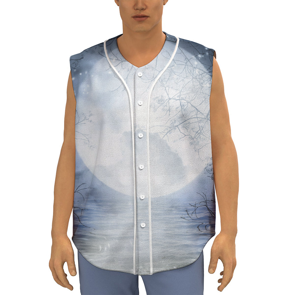 Halloween Moonlight Print Sleeveless Baseball Jersey
