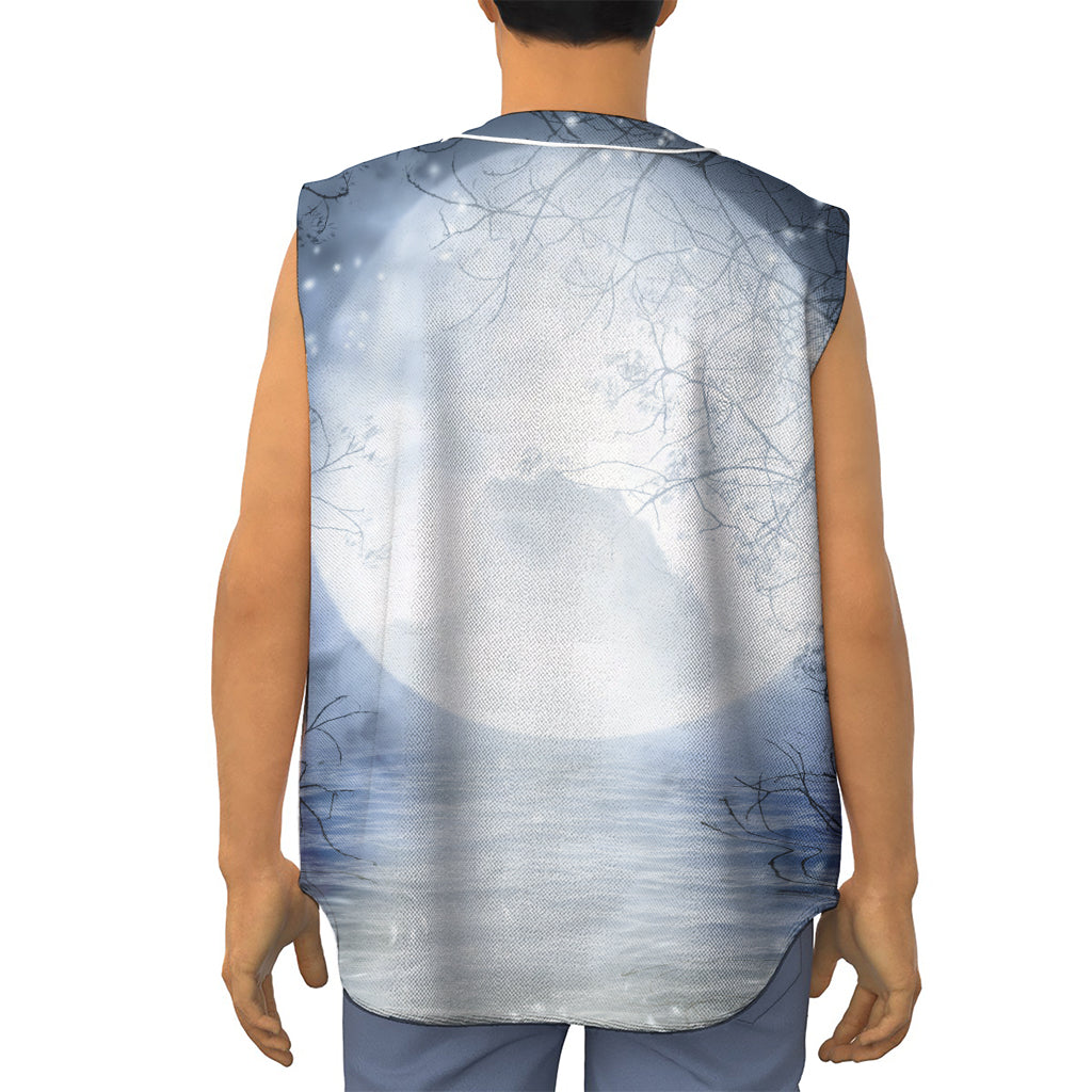 Halloween Moonlight Print Sleeveless Baseball Jersey