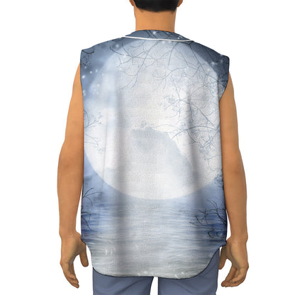 Halloween Moonlight Print Sleeveless Baseball Jersey