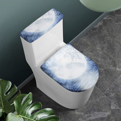 Halloween Moonlight Print Toilet Lid And Tank Cover Set