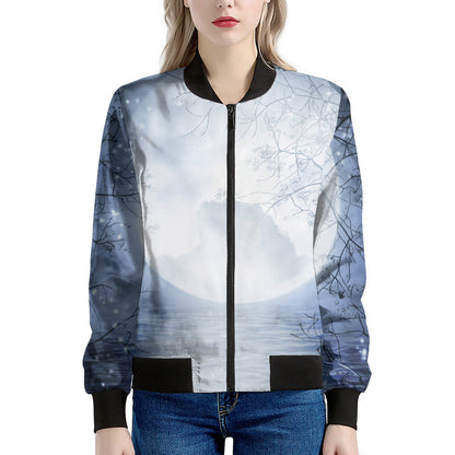 Halloween Moonlight Print Women's Bomber Jacket