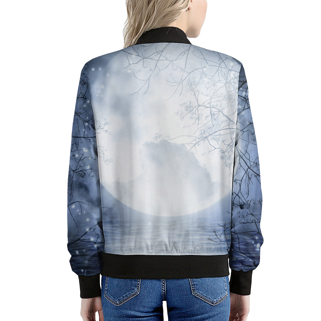 Halloween Moonlight Print Women's Bomber Jacket