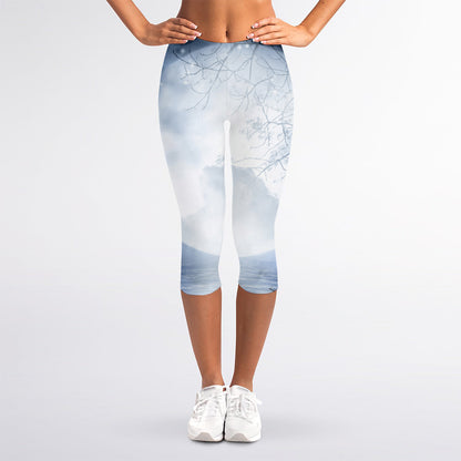 Halloween Moonlight Print Women's Capri Leggings