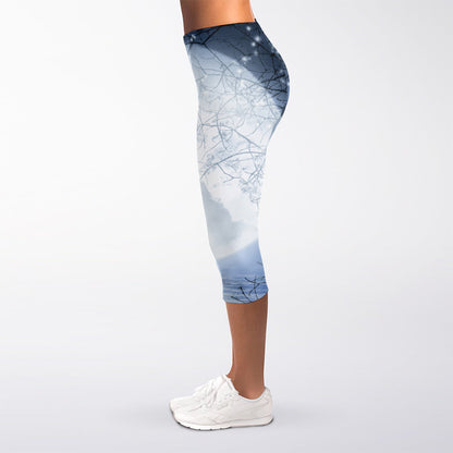 Halloween Moonlight Print Women's Capri Leggings