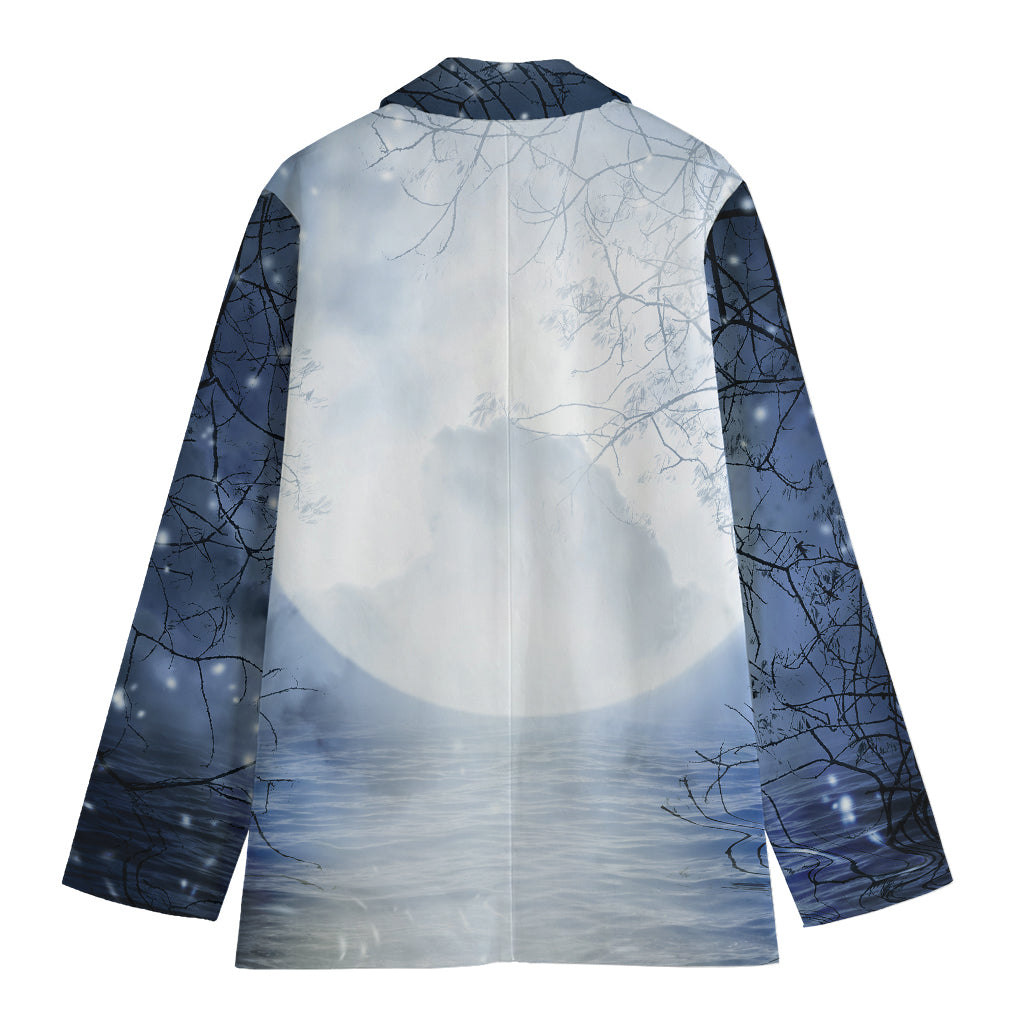 Halloween Moonlight Print Women's Cotton Blazer