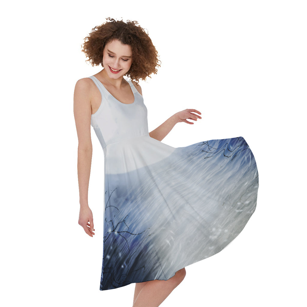 Halloween Moonlight Print Women's Sleeveless Dress
