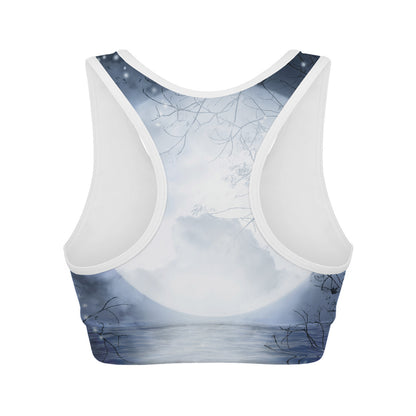 Halloween Moonlight Print Women's Sports Bra