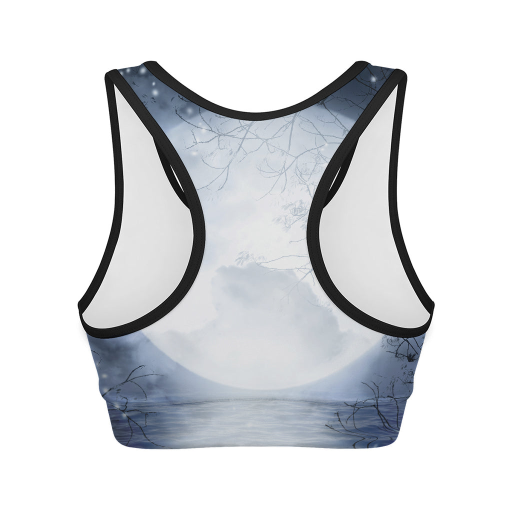 Halloween Moonlight Print Women's Sports Bra