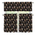 Halloween Mummy Pattern Print 3 Piece Kitchen Curtains