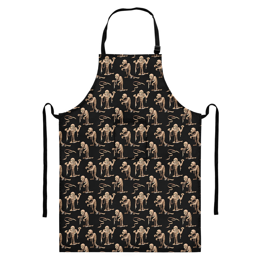 Halloween Mummy Pattern Print Bib Apron With Pocket