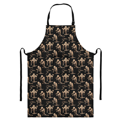 Halloween Mummy Pattern Print Bib Apron With Pocket